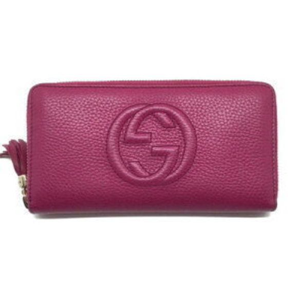 GUCCI Soho Interlocking GG Zip Long Wallet Leather Pink - Picture 1 of 7